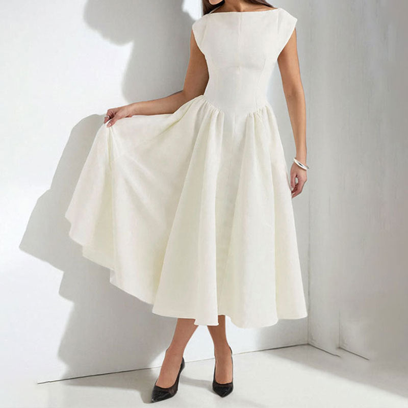 Clara | Structured Cap Sleeve Midi Dress