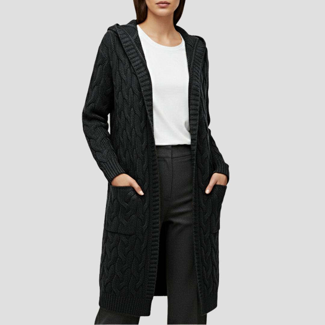 Sorellia | Women’s Knitted Long Cable Cardigan