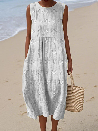 Lilith | Women’s Embroidered Sleeveless Midi Dress