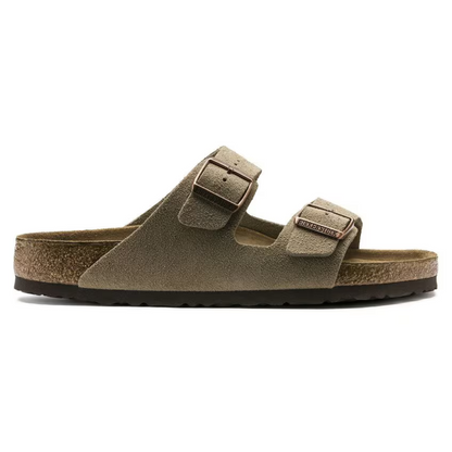 Birkenstock Arizona Taupe Suede Sandals – Two-Strap Leather Comfort Sandals