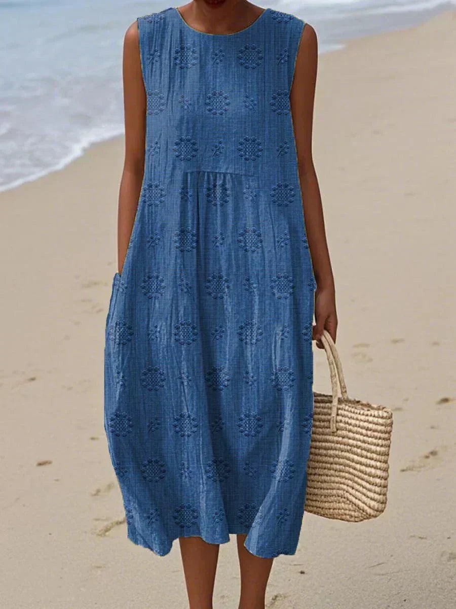 Lilith | Women’s Embroidered Sleeveless Midi Dress