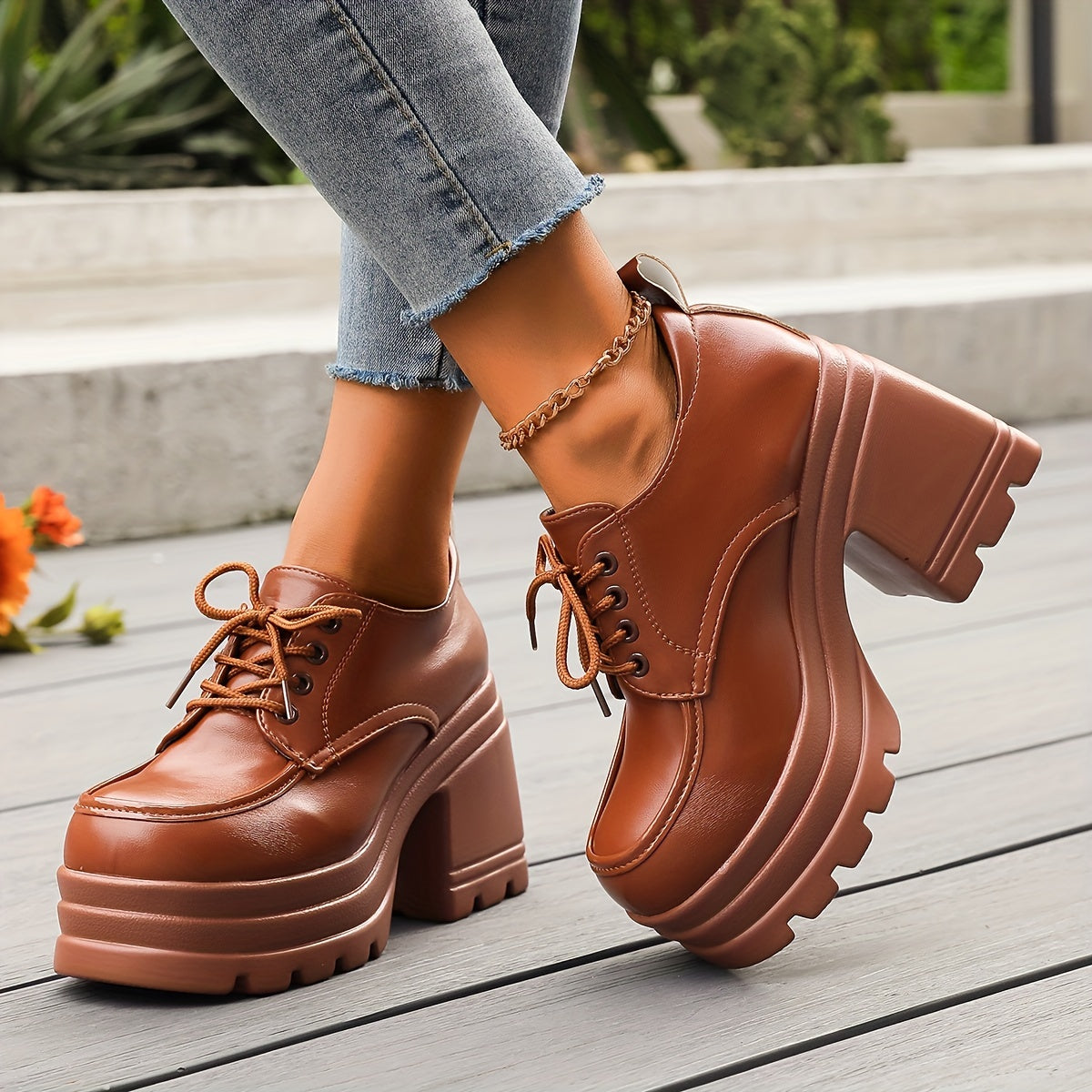 Celvane | Women’s Platform Lace-Up Oxfords