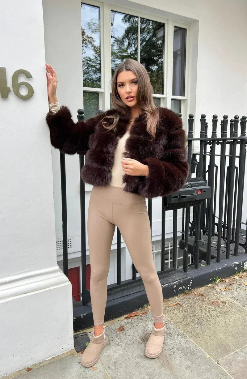 Luxe Plush | Women’s Cropped Faux Fur Puffer Jacket