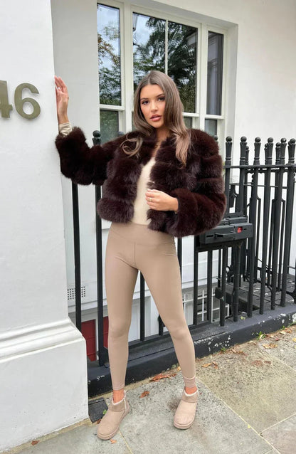 Luxe Plush | Women’s Cropped Faux Fur Puffer Jacket