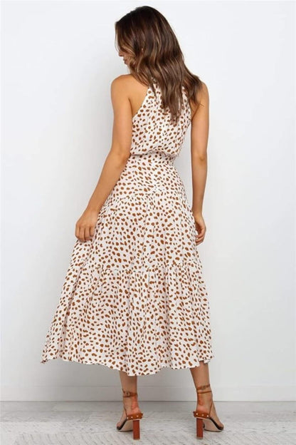 Liora | Polka Dot Halter Midi Dress
