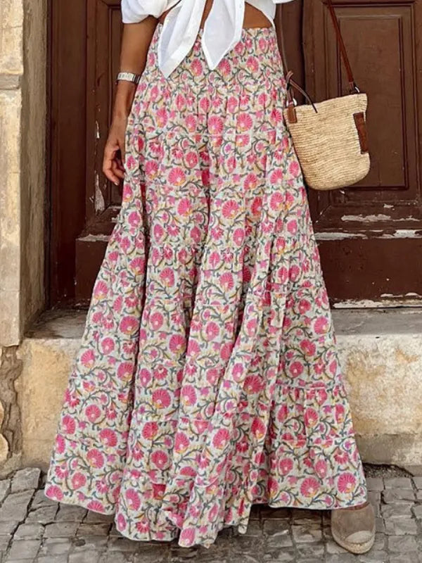 Leila | Women’s Floral Boho Maxi Skirt
