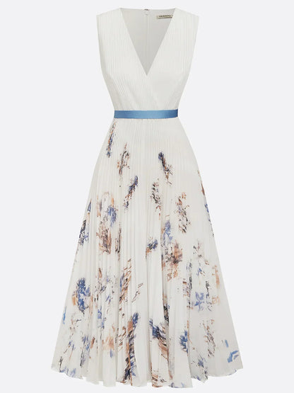 Amara | Women’s Sleeveless Midi Dress with Pleated Skirt